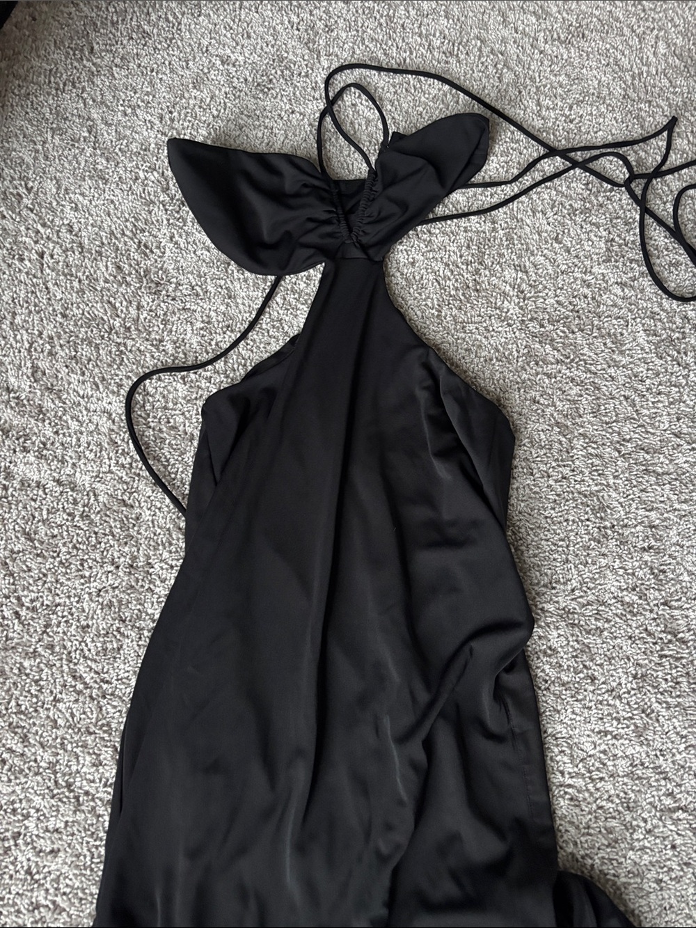 REVOLVE Black Maxi Dress with Halter Bow Neck